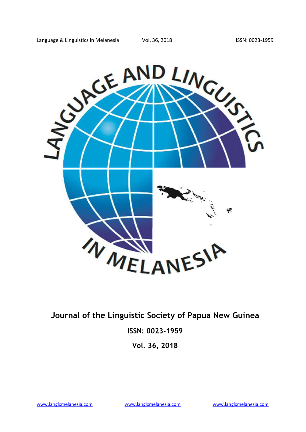 Journal of the Linguistic Society of Papua New Guinea