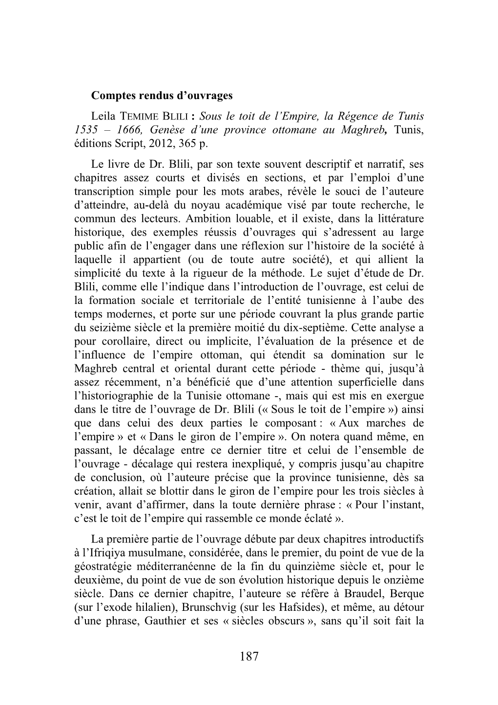 Sous Le Toit De L'empire, La Régence De Tunis 1535