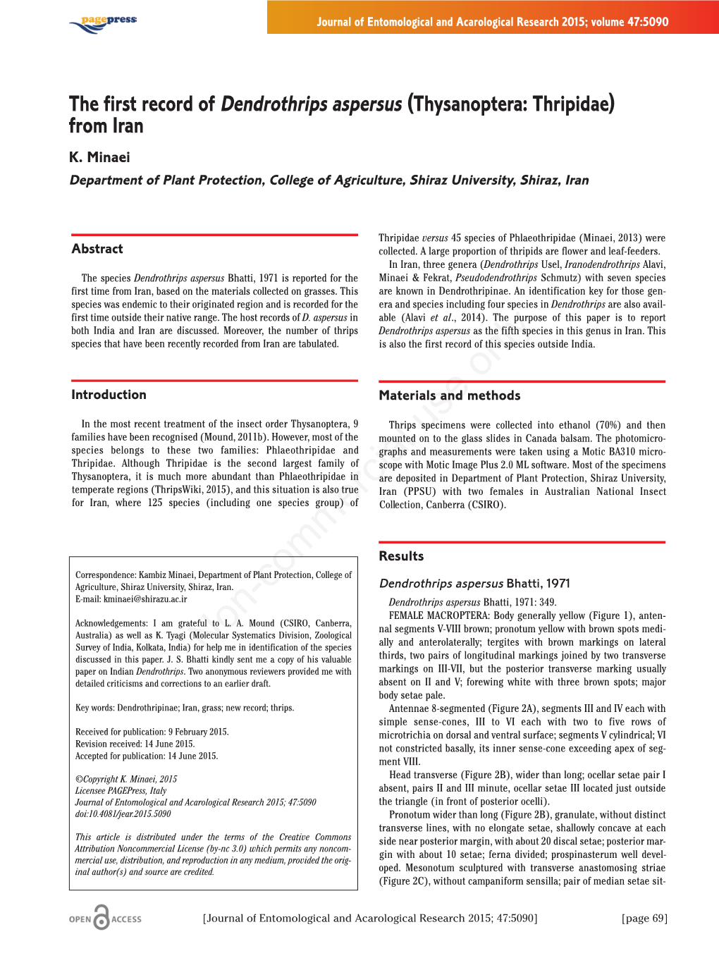 Thysanoptera: Thripidae) from Iran K