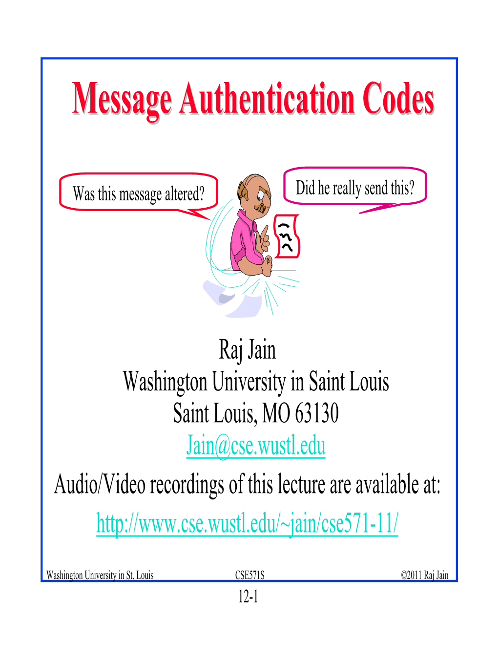 Message Authentication Codes