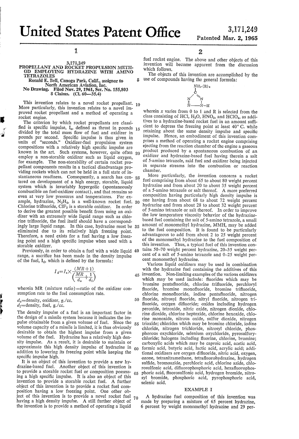 United States Patent Office Patented Mar