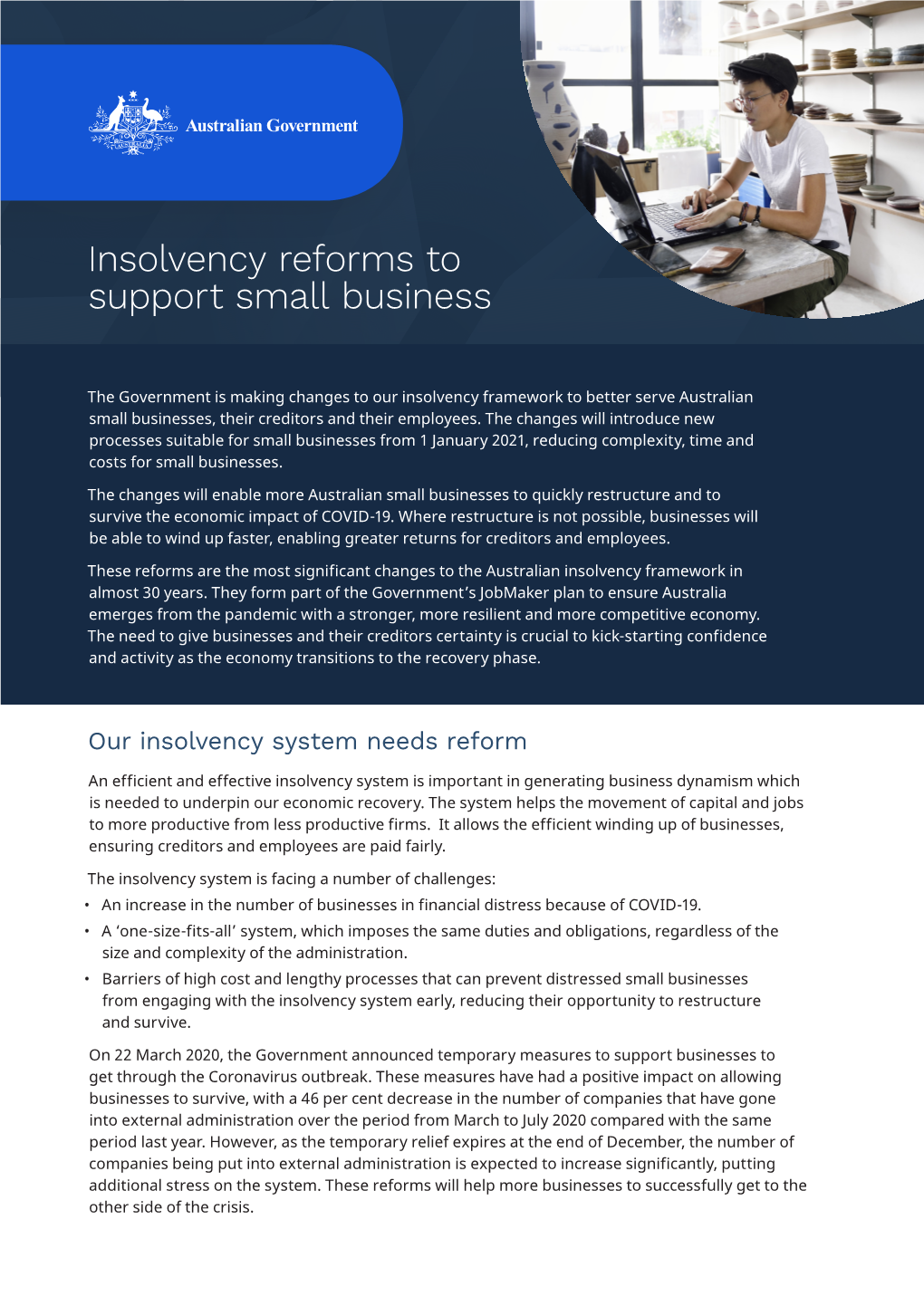 Fact Sheet: Insolvency Reforms to Support Small Business