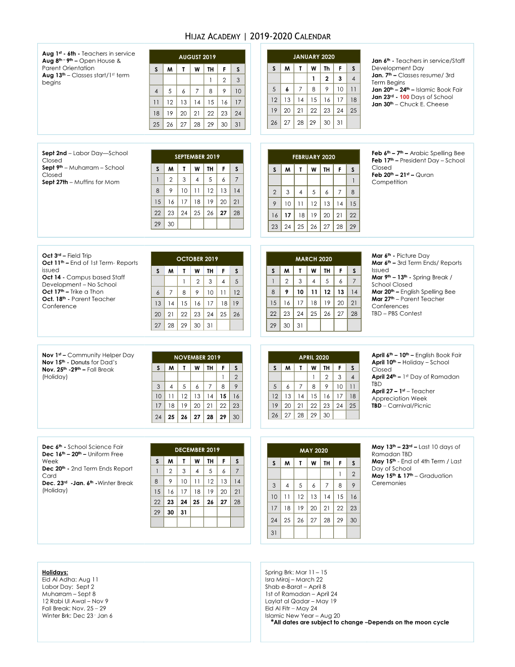 School Calendar