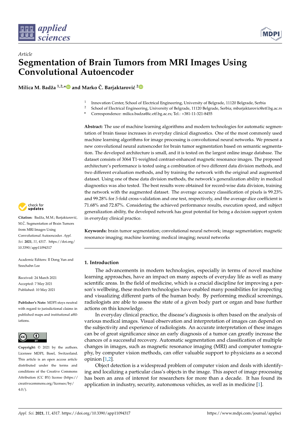 Segmentation of Brain Tumors from MRI Images Using Convolutional Autoencoder