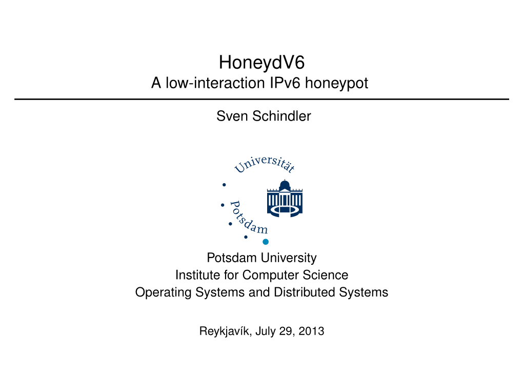 Honeydv6 a Low-Interaction Ipv6 Honeypot