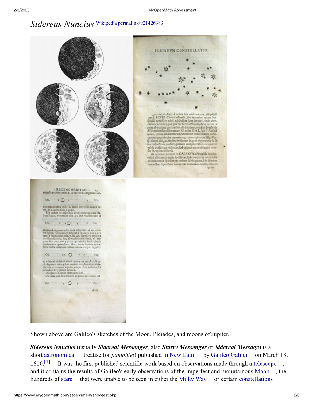 Shown Above Are Galileo's Sketches of the Moon, Pleiades, and Moons of Jupiter