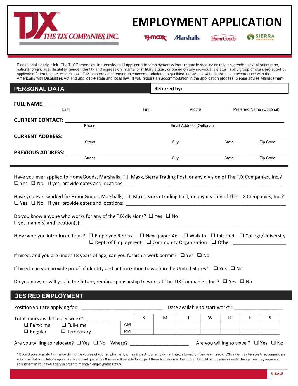 Employment Application Application