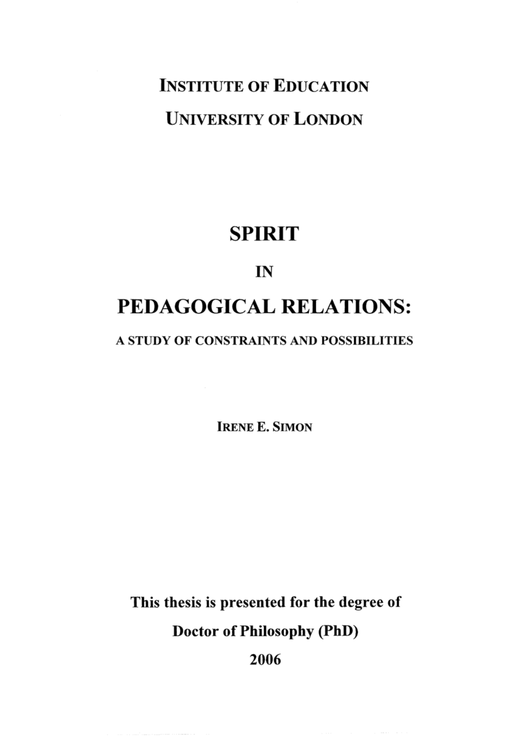 Spirit Pedagogical Relations