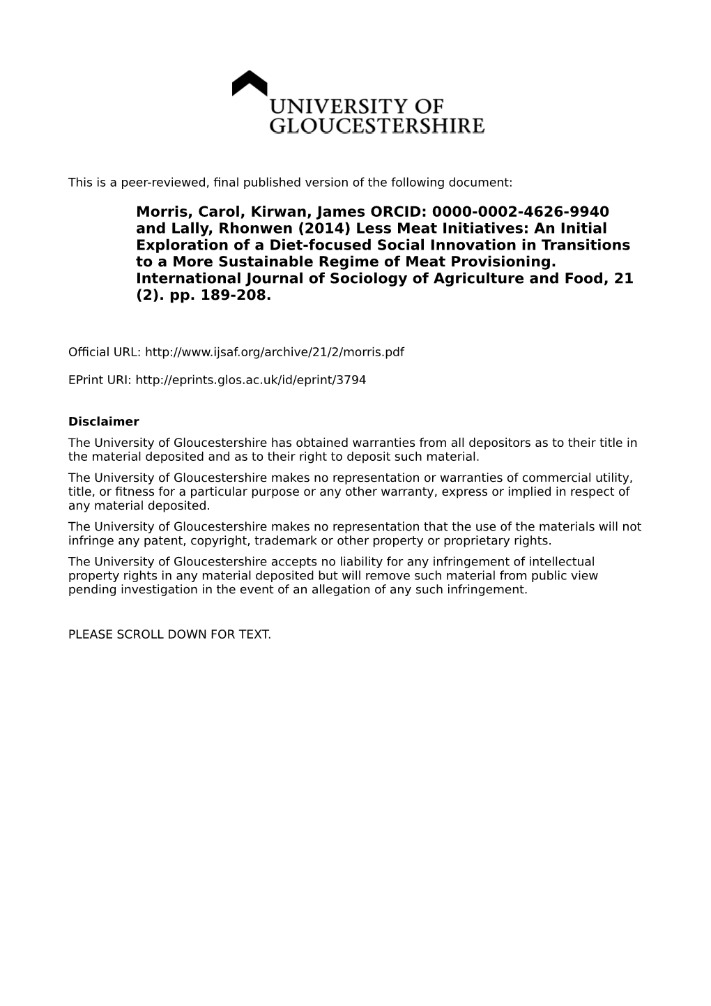 Less Meat Initiatives: an Initial Exploration of a Diet-Focused Social Innovation in Transitions to a More Sustainable Regime of Meat Provisioning