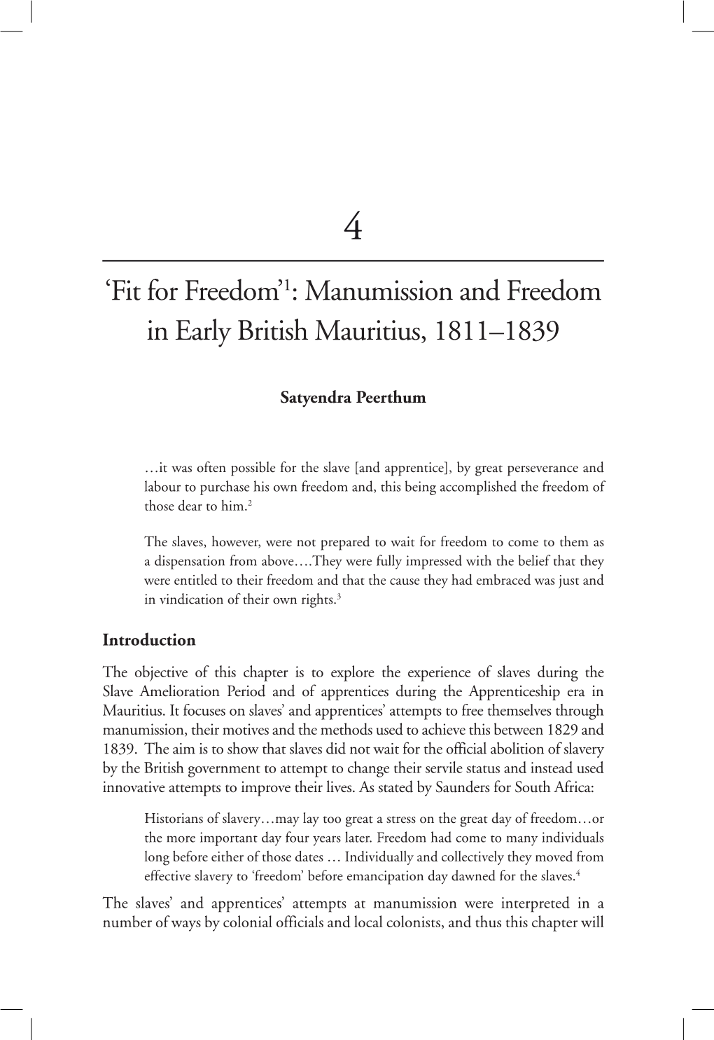 1: Manumission and Freedom in Early British Mauritius, 1811–1839