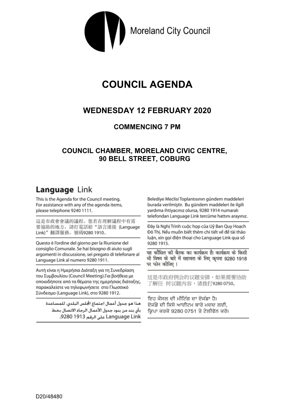 Council Meeting Agenda