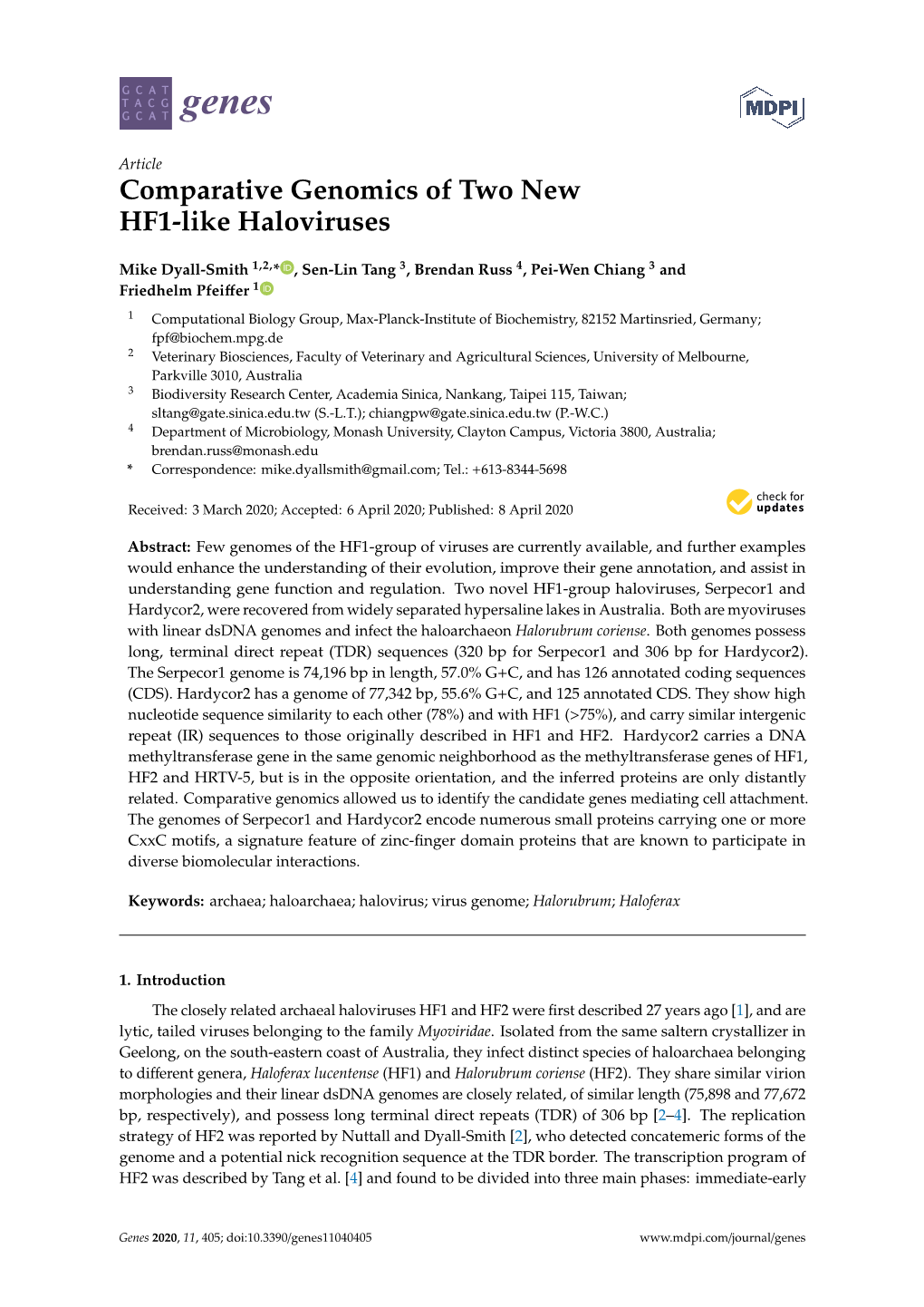 Comparative Genomics of Two New HF1-Like Haloviruses