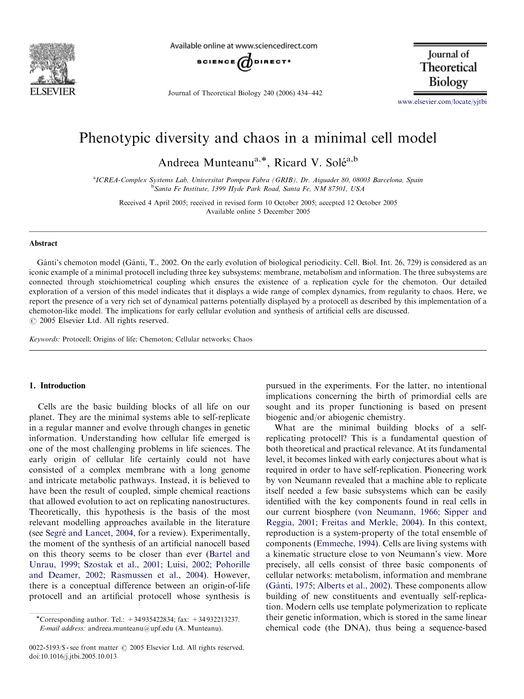 Phenotypic Diversity and Chaos in a Minimal Cell Model