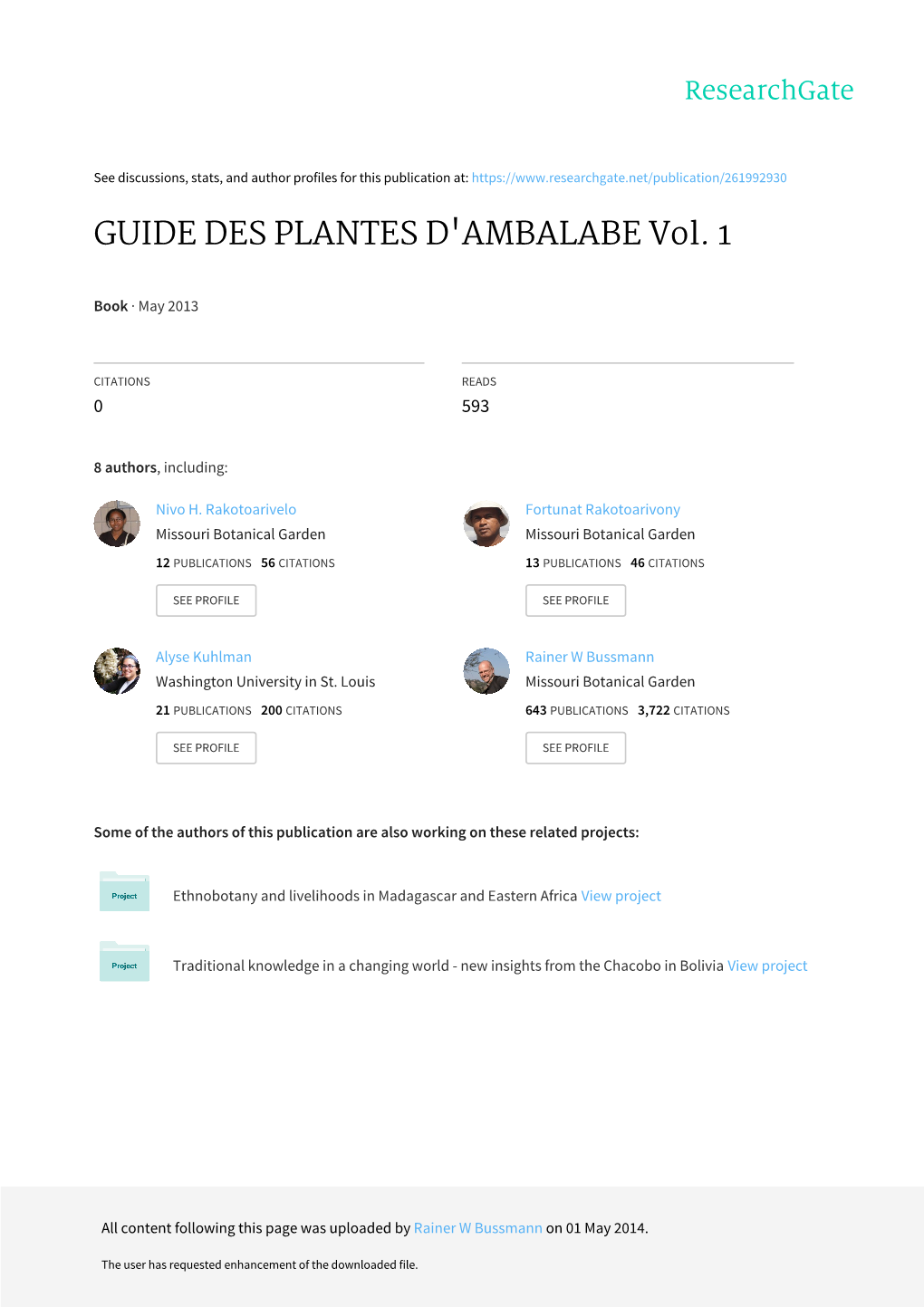 GUIDE DES PLANTES D'ambalabe Vol. 1