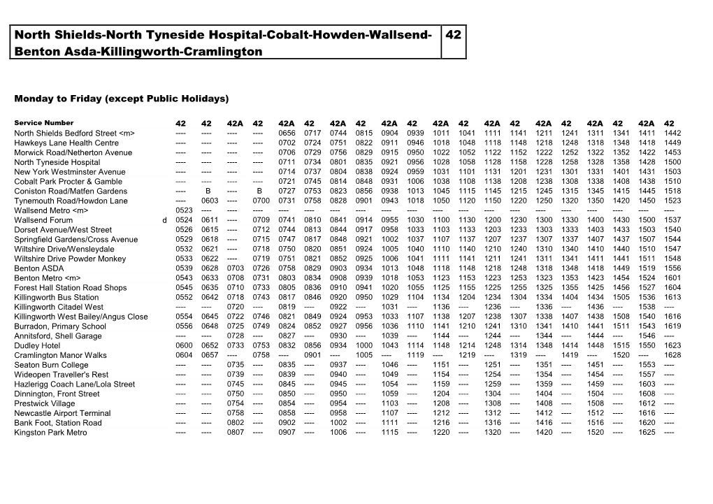 North Shields-North Tyneside Hospital-Cobalt-Howden-Wallsend- Benton