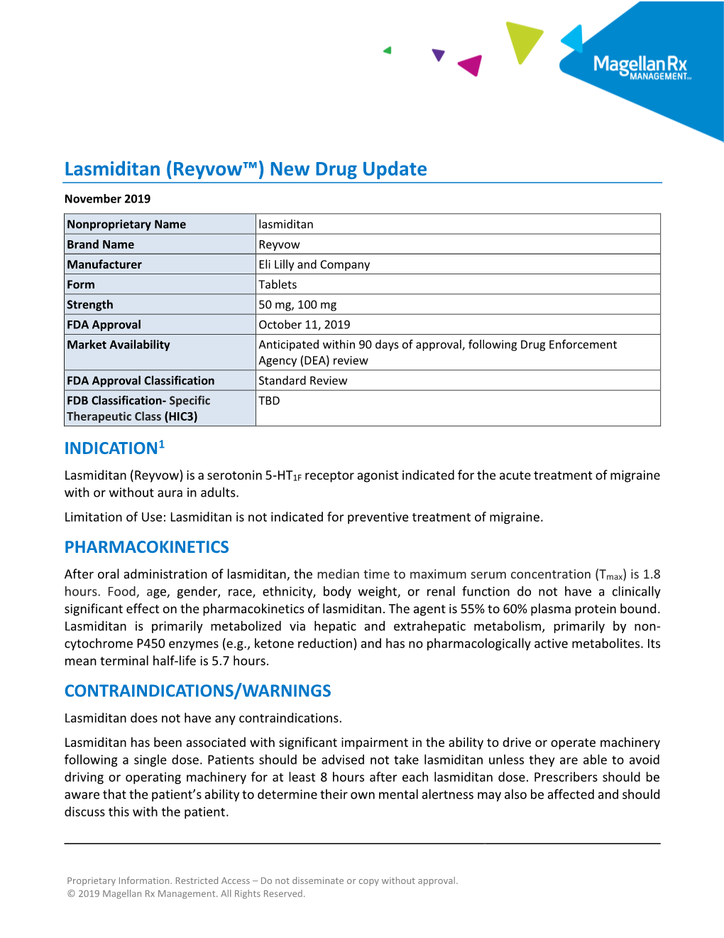 Lasmiditan (Reyvow™) New Drug Update