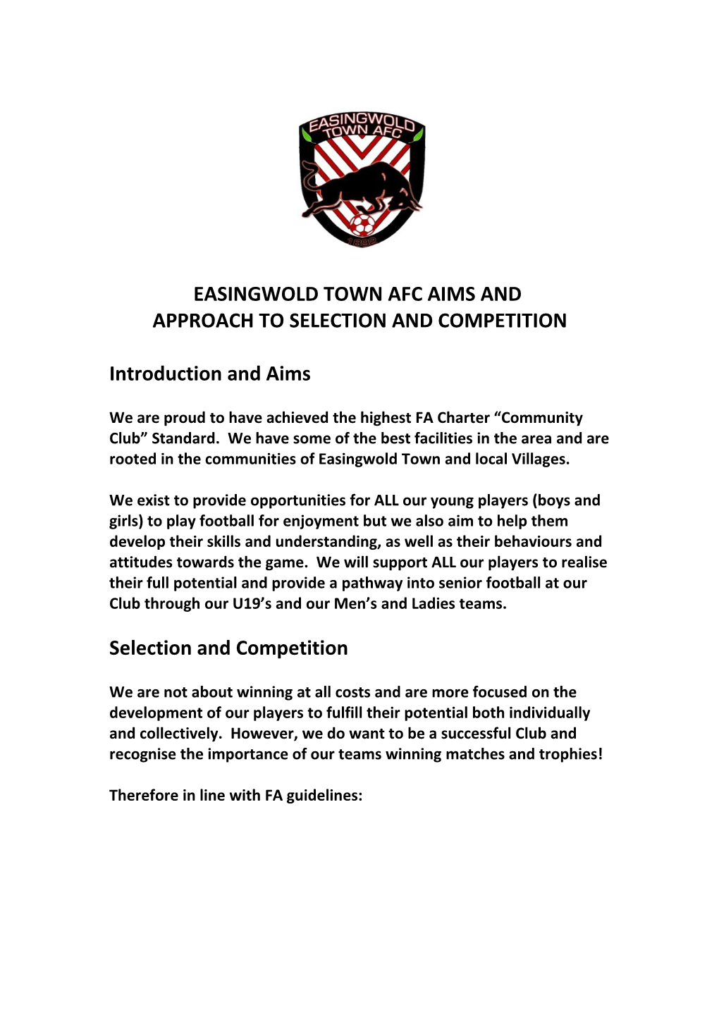 Easingwold Town Afc Aims And