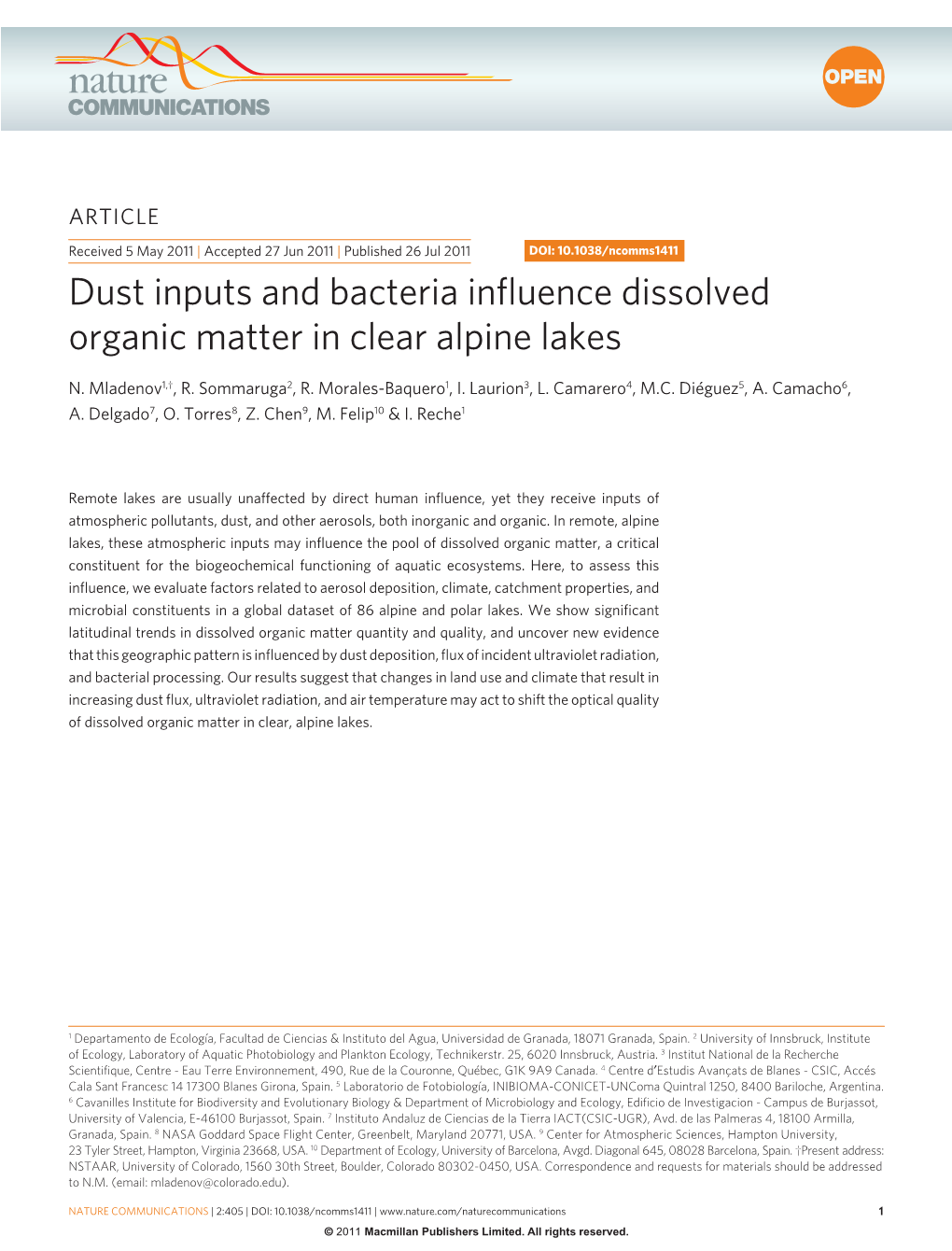 Dust Inputs and Bacteria Influence Dissolved Organic Matter in Clear