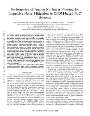 Performance of Analog Nonlinear Filtering for Impulsive Noise Mitigation in OFDM-Based PLC Systems