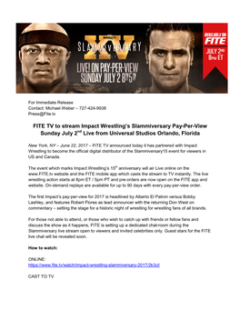 FITE TV to Stream Impact Wrestling's Slammiversary Pay-Per-View