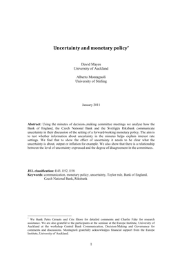 Project Title: Risk and Uncertainty in Central Bank Communication