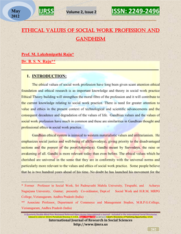 Ethical Values of Social Work Profession and Gandhism