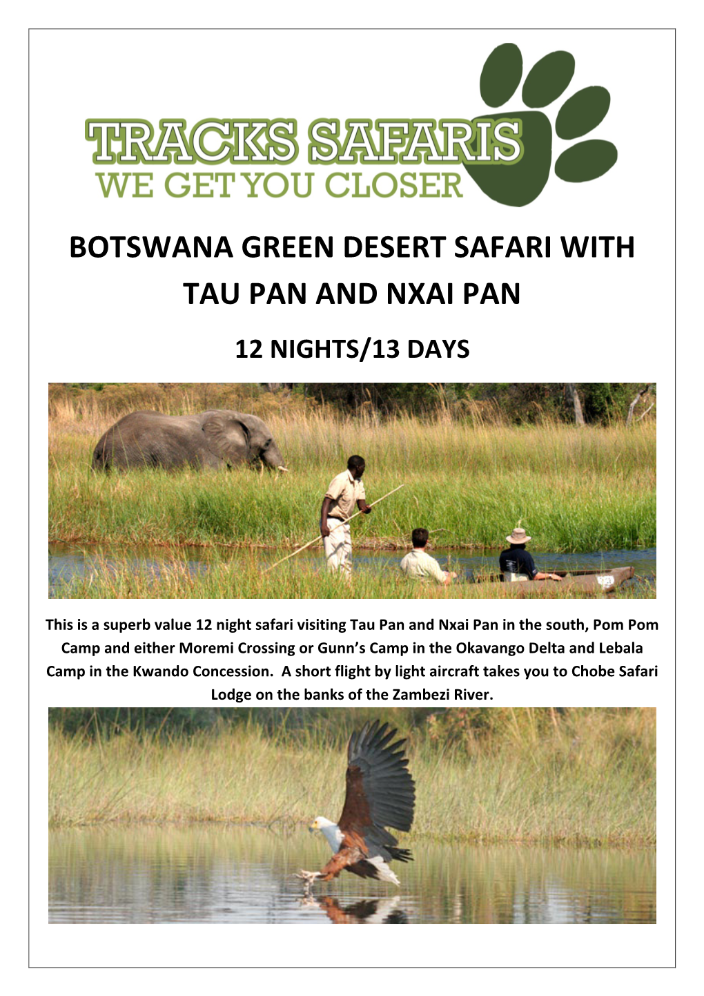 Botswana Green Desert Safari with Tau Pan and Nxai Pan 12 Nights/13 Days
