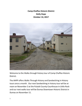 Camp Chaffee Historic District Holly Hope October 14, 2017