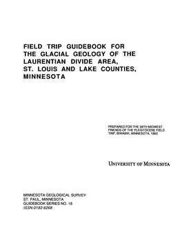 Field Trip Guidebook for the Glacial Geology of the Laurentian Divide Area, St