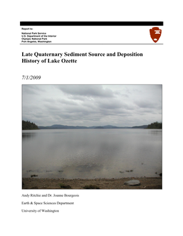 Late Quaternary Sediment Source and Deposition History of Lake Ozette