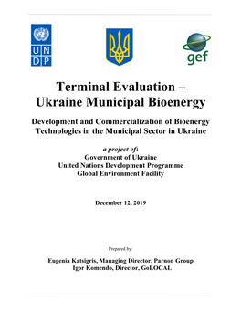 Terminal Evaluation – Ukraine Municipal Bioenergy