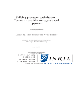 Building Processes Optimization : Toward an Artiﬁcial Ontogeny Based Approach
