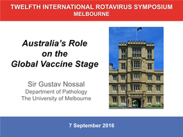 Australia's Role on the Global Vaccine Stage