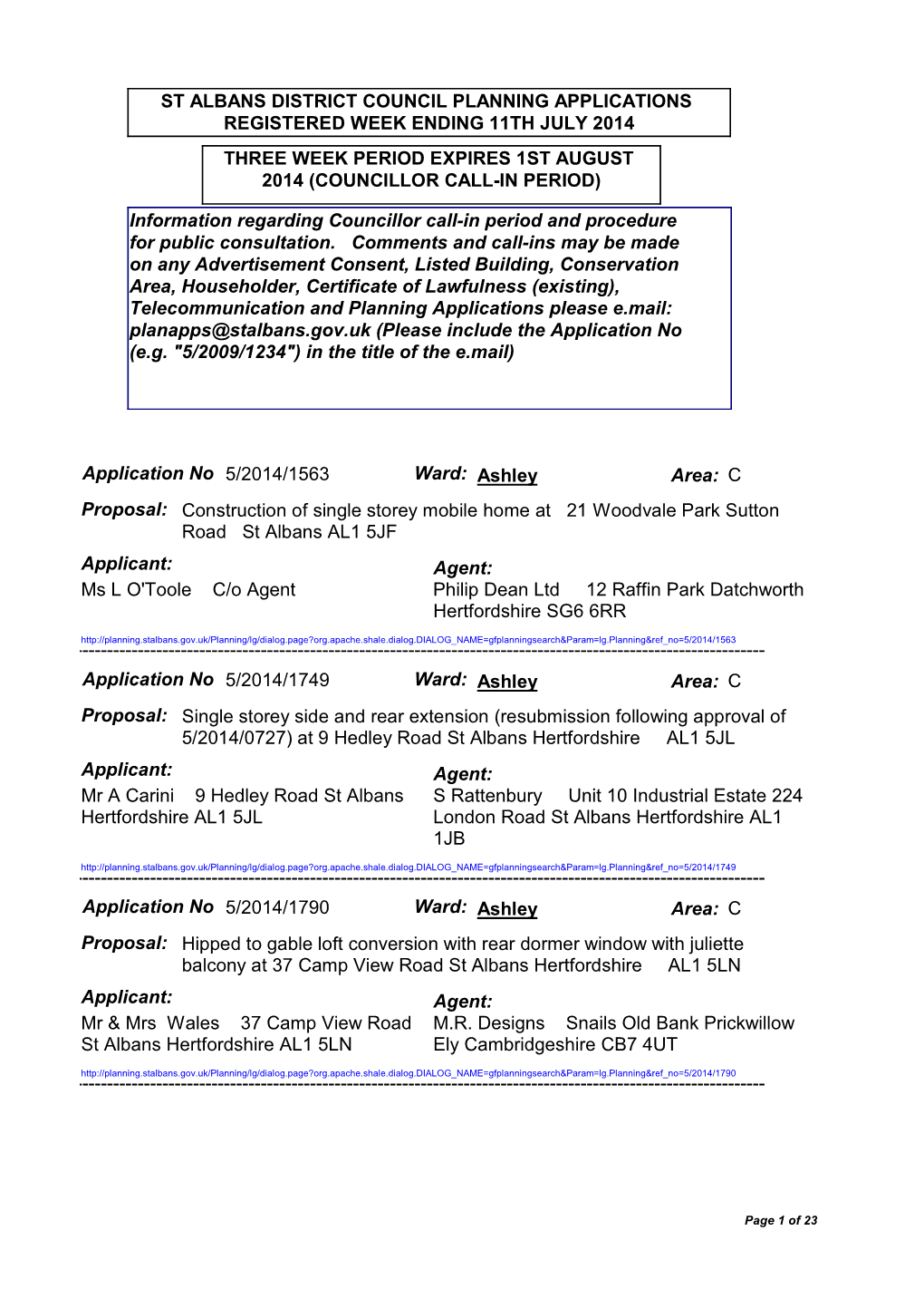 Planning Applications and Decisions