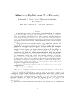 Selfconfirming Equilibrium and Model Uncertainty"