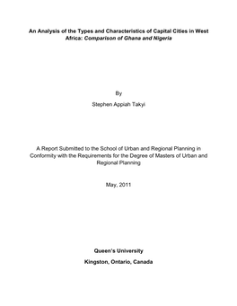 An Analysis of the Types and Characteristics of Capital Cities in West Africa: Comparison of Ghana and Nigeria