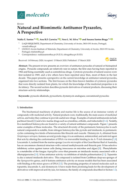 Natural and Biomimetic Antitumor Pyrazoles, a Perspective