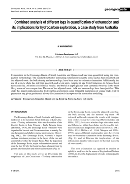 Combined Analysis of Different Logs in Quantification of Exhumation and Its Implications for Hydrocarbon Exploration, a Case Study from Australia