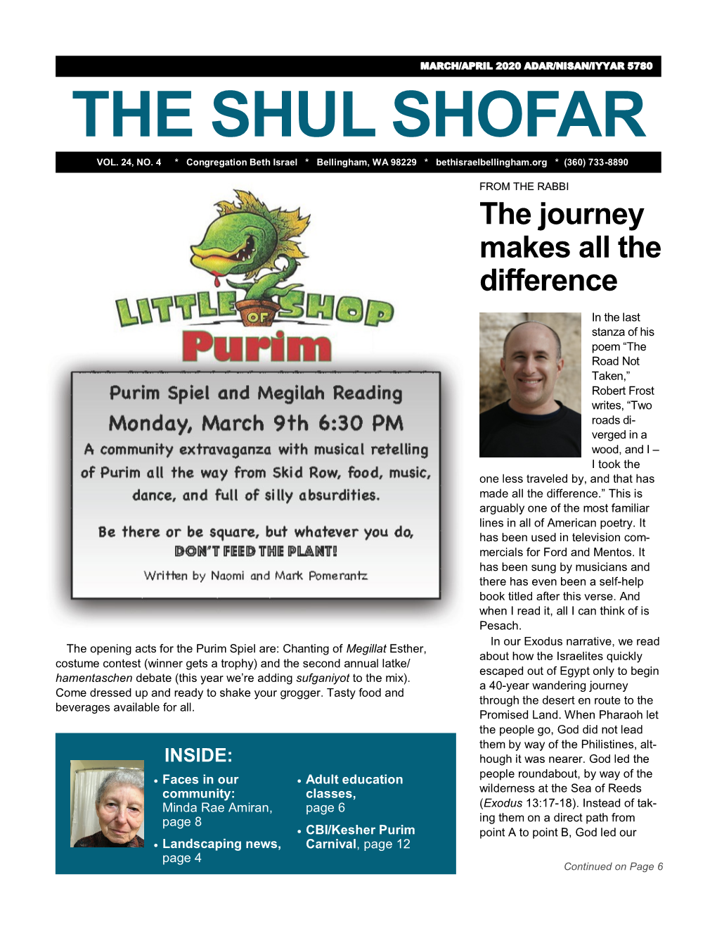 The Shul Shofar, March/April 2020
