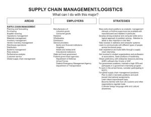 SUPPLY CHAIN MANAGEMENT/LOGISTICS What Can I Do with This Major?