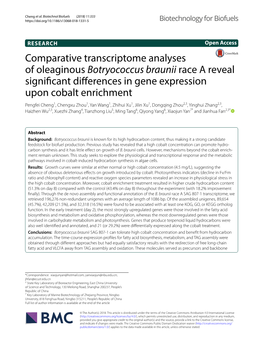 Comparative Transcriptome Analyses of Oleaginous Botryococcus Braunii