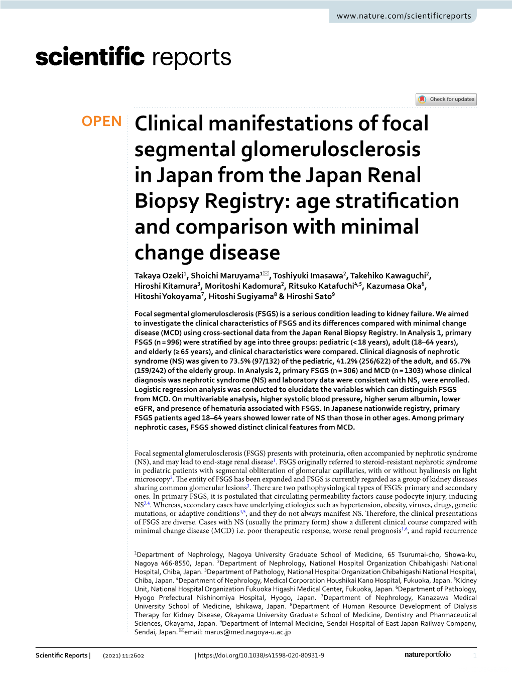Clinical Manifestations of Focal Segmental