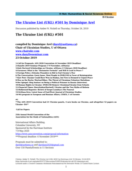The Ukraine List (UKL) #501 by Dominique Arel