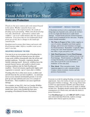 Flood After Fire Fact Sheet: Risks and Protection