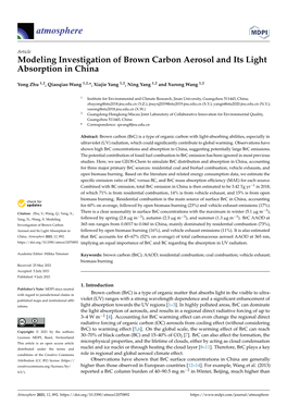 Modeling Investigation of Brown Carbon Aerosol and Its Light Absorption in China