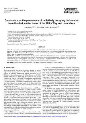 Constraints on the Parameters of Radiatively Decaying Dark Matter from the Dark Matter Halos of the Milky Way and Ursa Minor
