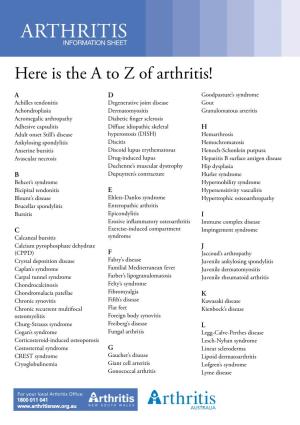 21362 Arthritis Australia a to Z List