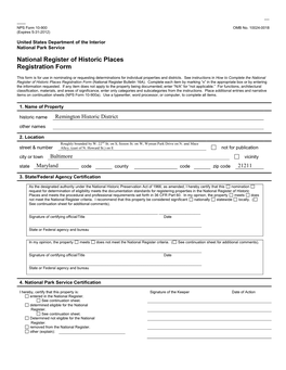 NPS Form 10-900 OMB No