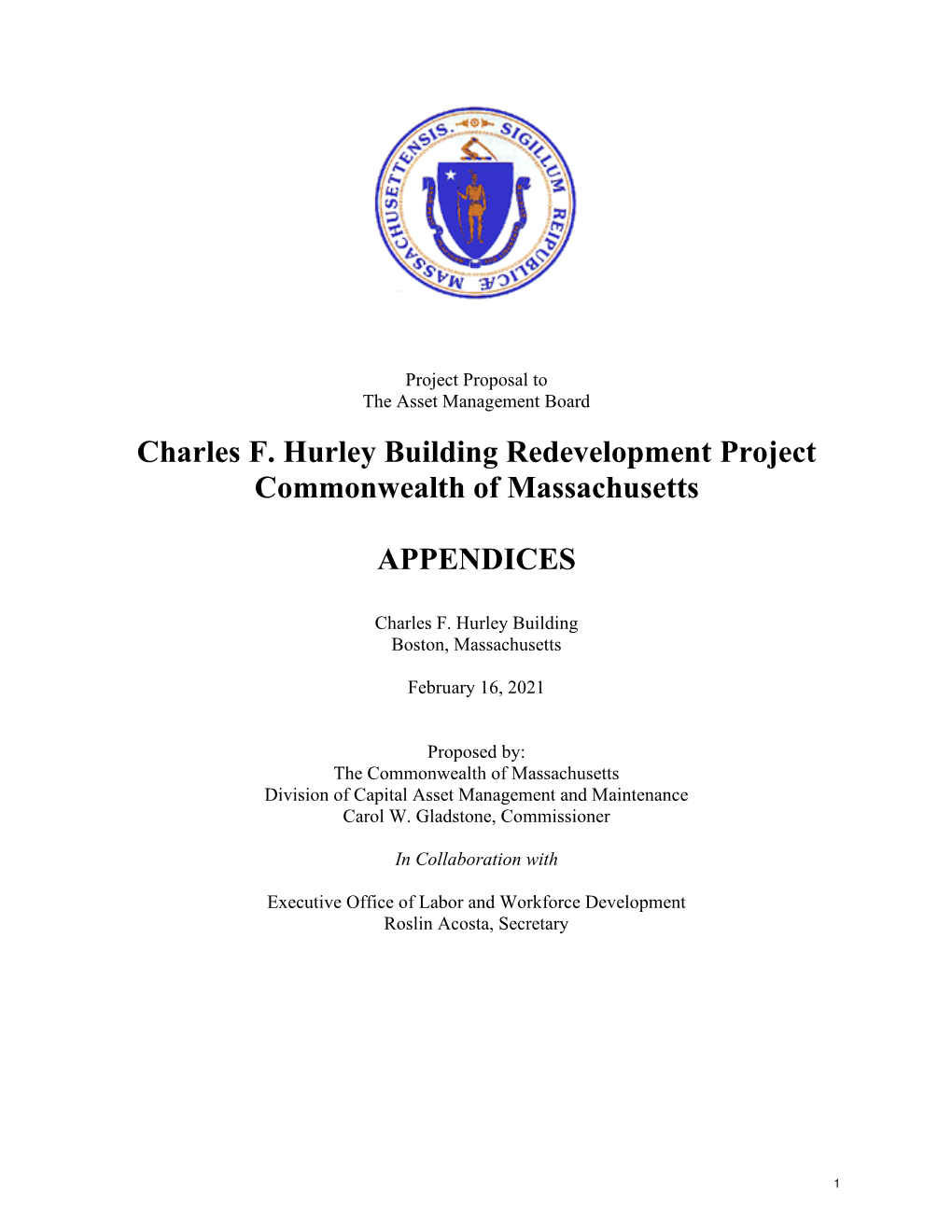 Charles F. Hurley Building Redevelopment Project Commonwealth of Massachusetts