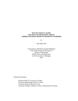 Multistate Migration Among Aspiring Filipino Migrant Domestic Workers